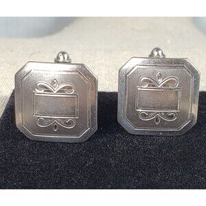 Vintage 1950's Signed P&K Solid Sterling Silver Hand Engraved Etched Cufflinks